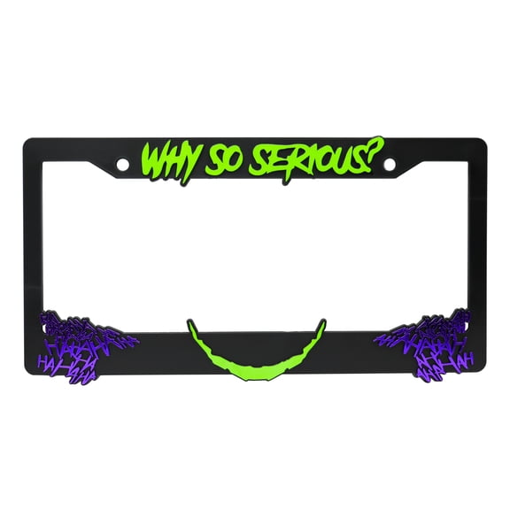 LP Frameworks Why So Serious? 3D Raised License Plate Frame | 1 Pack Car License Plate Cover | Universal US Black License Plate Holder | Auto Accessories (Car, Truck and SUV) (Lime Green)