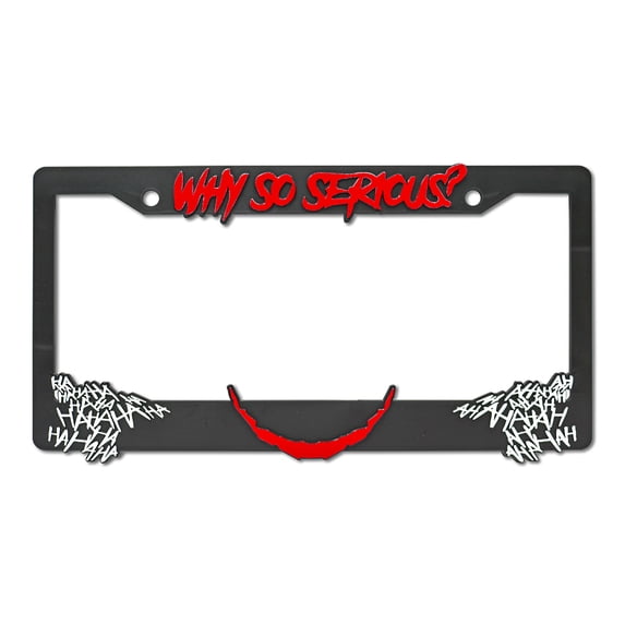 LP Frameworks Why So Serious for Joker 3D Raised License Plate Frame | 1 Pack Car License Plate Cover | Universal US Black License Plate Holder | Auto Accessories (Car, Truck and SUV) (Red)