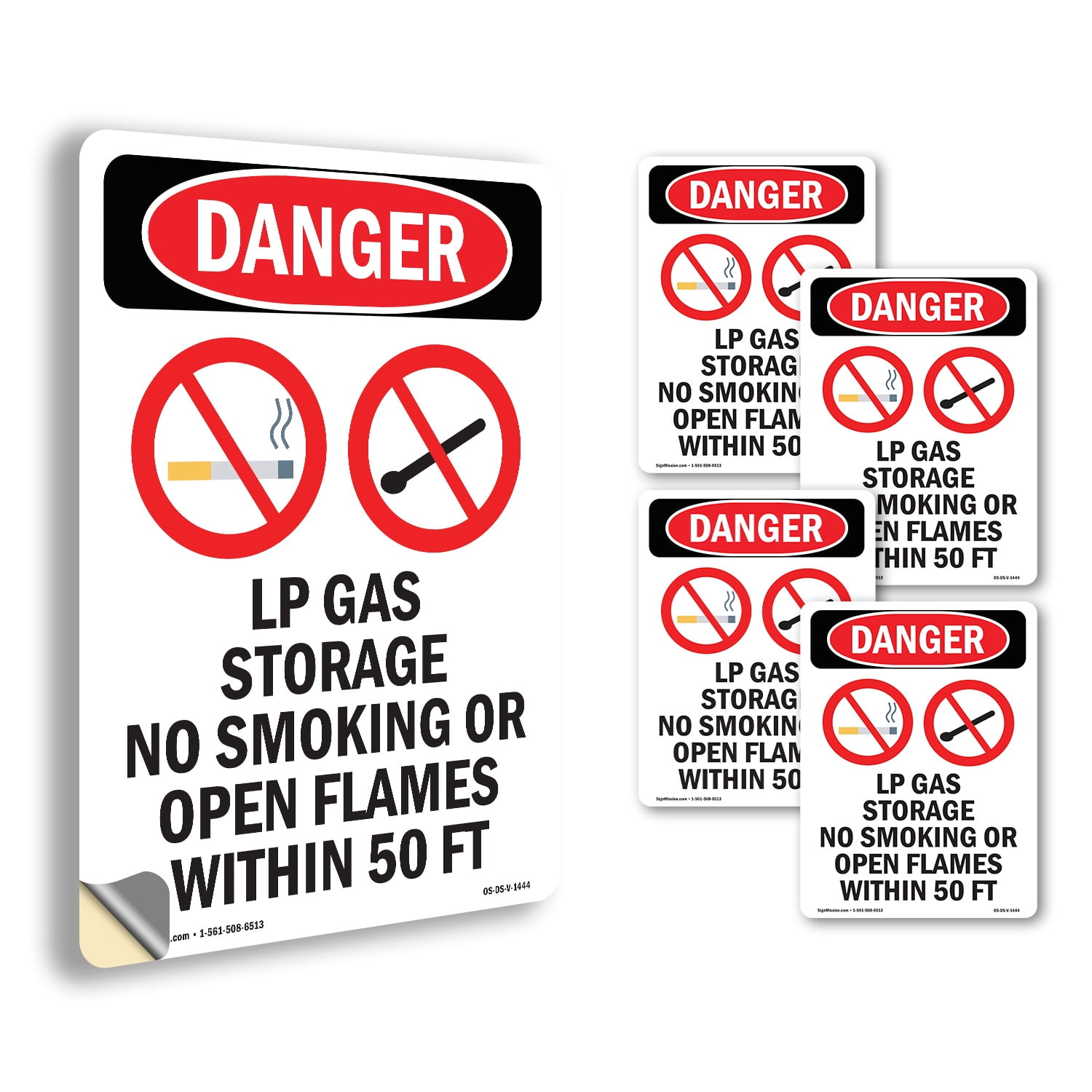 LP Gas Storage No Smoking OSHA Danger Vinyl Decal Label 10 Inch x 7 ...