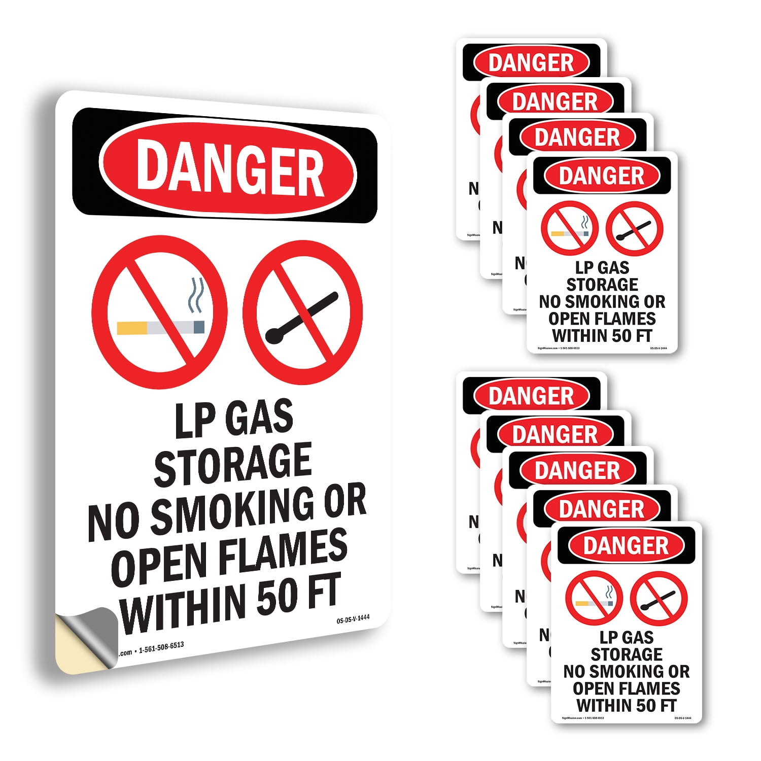 LP Gas Storage No Smoking OSHA Danger Vinyl Decal Label 14 Inch x 10 ...