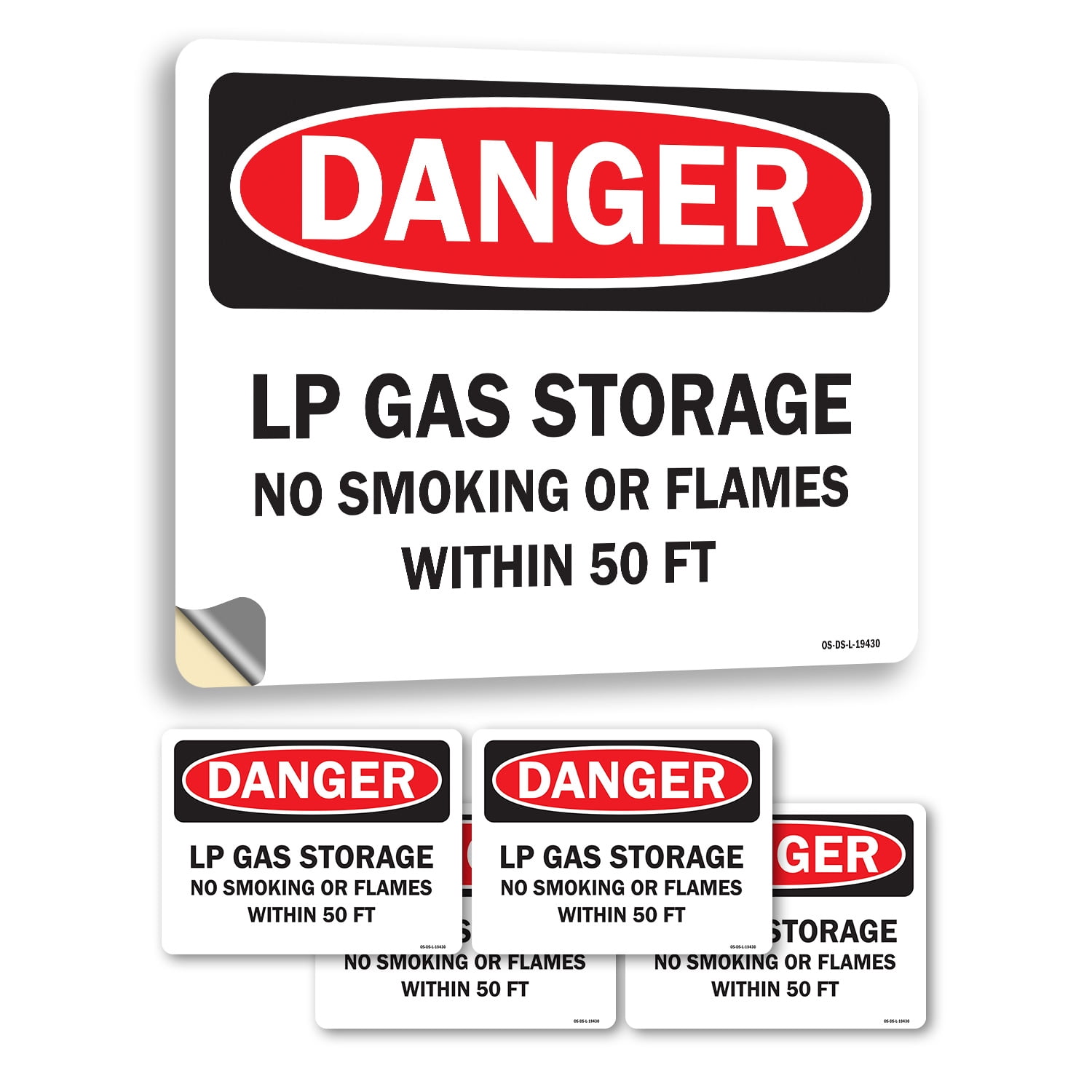 LP Gas Storage No Smoking or Flames with OSHA Danger Vinyl Decal Label ...