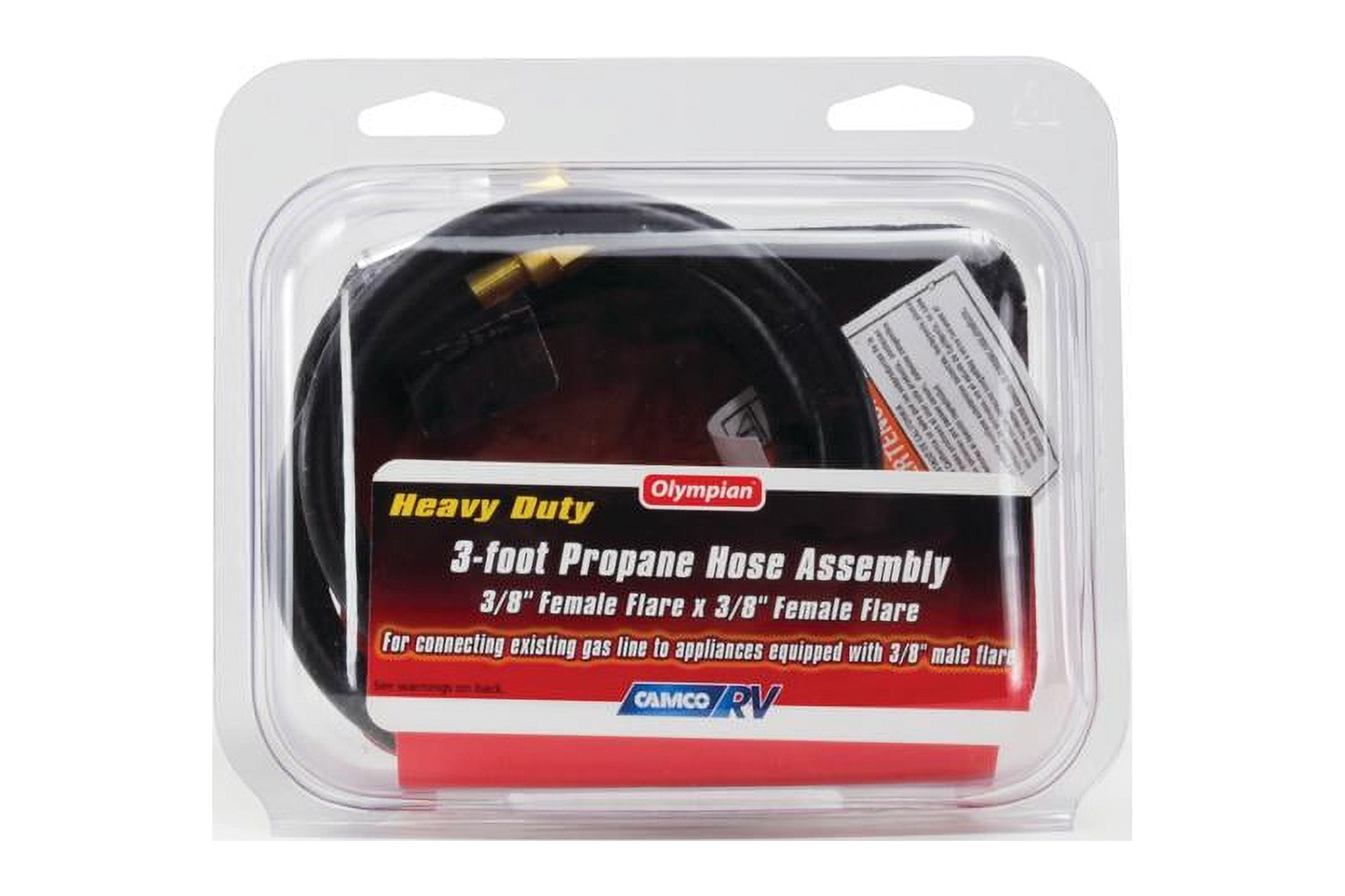 3-Foot Black Propane Hose with Brass Fittings