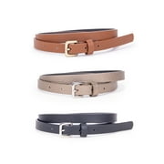 LP | LP by Linea Pelle Women's 3 for 1 Skinny Belts, Bronze Black Brown