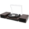 thumbnail image 1 of LP&No.1 Bluetooth Vinyl Record Player with External Speakers, 3-Speed Belt-Drive Turntable for Vinyl Albums with Auto Off and Bluetooth Input,Dark Brown Wood, 1 of 8