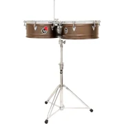 Latin Percussion Pedrito 14" & 15" Steel Timbales, Deep Mocha