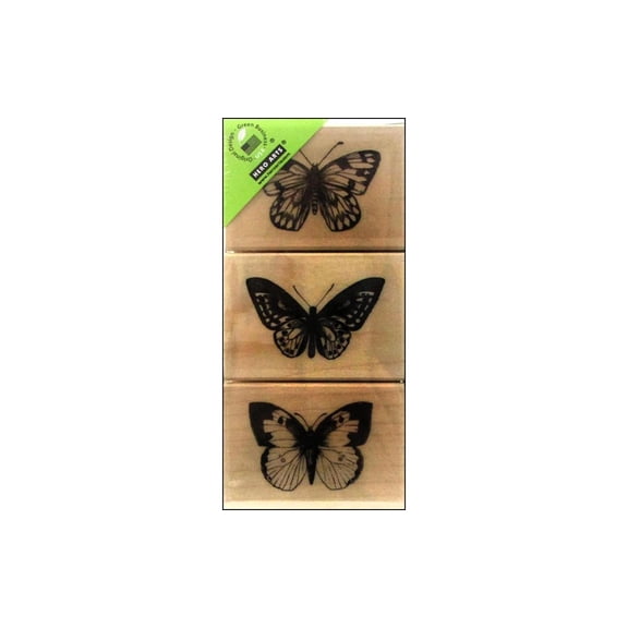 Hero Arts Rubber Stamp Set 3pc Artistic Btterflies