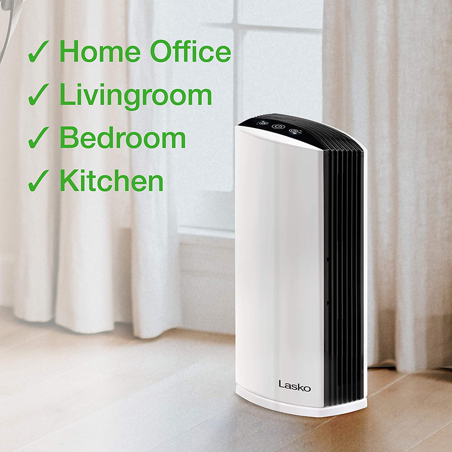 LP300 HEPA Tower Air Purifier with Timer for a Cleaner, Fresher - 2-Stage Filtration Removes Smoke, Odors, Pet Dander, Virus Sized Particles, Pollen, Dust, 21.6" x 7.3" x 10.3", Whi