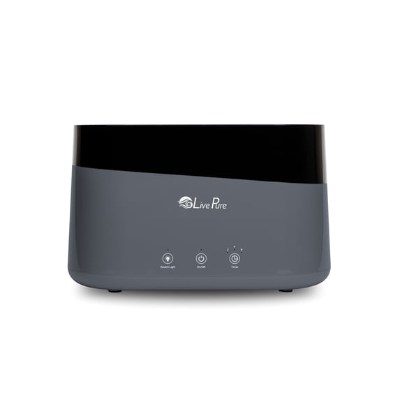 LivePure LP300HUM Aqua Flame Cool Mist Humidifier – Small Ultrasonic Plant Humidifier Indoor with Essential Oil Diffuser – Dorm Essentials, Apartment, Desks & Home Office Graphite - 0.20 Gal/ .75L