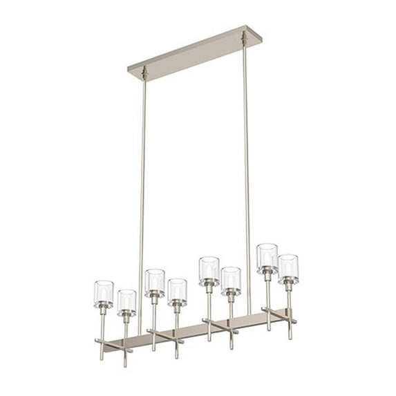 LP314308PNCC-Kuzco Lighting-Salita - 8 Light Linear Pendant-Polished Nickel Finish-Clear Glass Color
