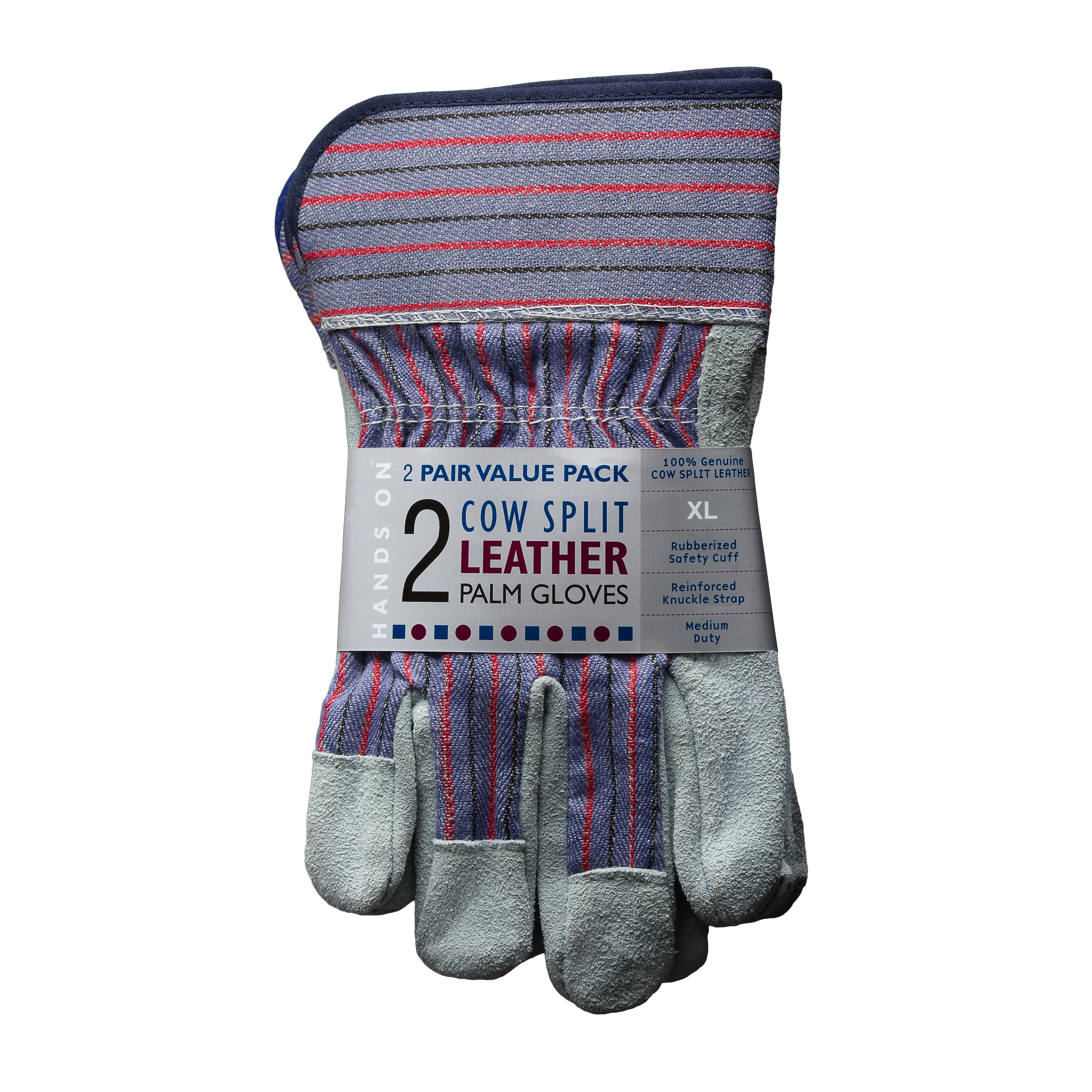 LP4300-XL-2PK, Leather Palm Work Gloves, Safety Cuff, 2 Pair Value Pack
