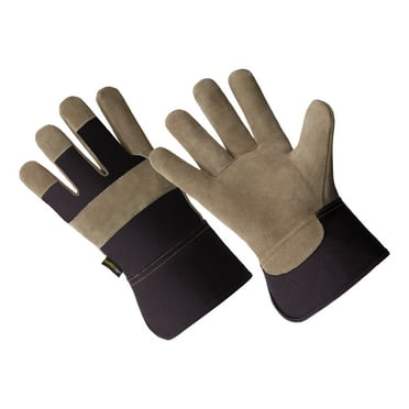 LP4321-L, Men's Leather Palm Work Gloves, Breathable Fabric Back, Safety Cuff