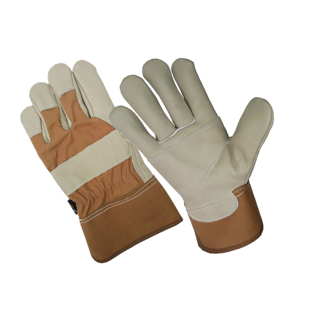 LP5300-L-3PK, Men's Top Grain Leather Palm Work Gloves, Reinforced Palm, Safety Cuff, 3 Pair Value Pack