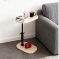 thumbnail image 1 of LPAMEOIU Adjustable-Height End Table with 360°Swivel Tabletop,C Shaped Side Table for Home/Office(White Grain), 1 of 12