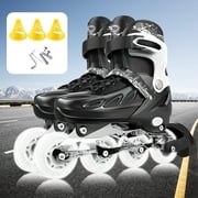 LPAMEOIU Adjustable-Size Inline Skates with Light-up-Wheel,Teen Roller Skates for Women MenBlack,XL