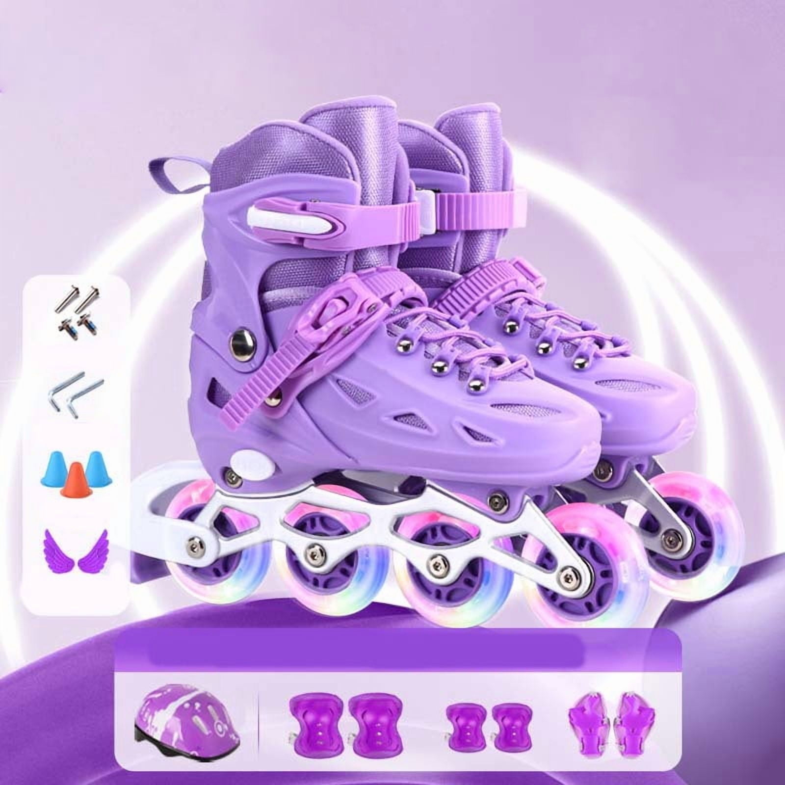 LPAMEOIU Inline Skates With Light Up Wheels 4 Size Adjustable Roller lpameoiu-inline-skates-with-light-up-wheels-4-size-adjustable-roller