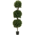 thumbnail image 1 of One 66 inch Outdoor Artificial Boxwood Triple Ball Topiary Tree UV Rated, 1 of 2