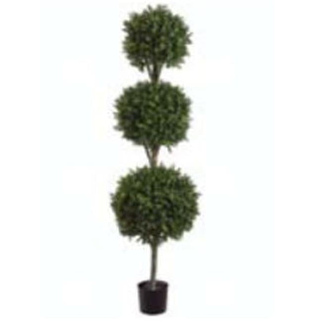 Green Potted Silk Boxwood Topiary in Faux Wicker Planter