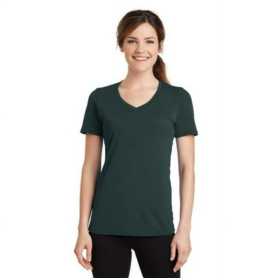 LPC381V Ladies Performance Blend V Neck Tee, Dark Green - 4XL