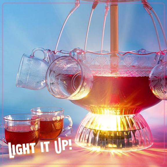 LPF230 3-Tier Lighted Party Fountain, Holds 1.5 Gallons, LED Lighted Base, Includes 8 Reusable Cups