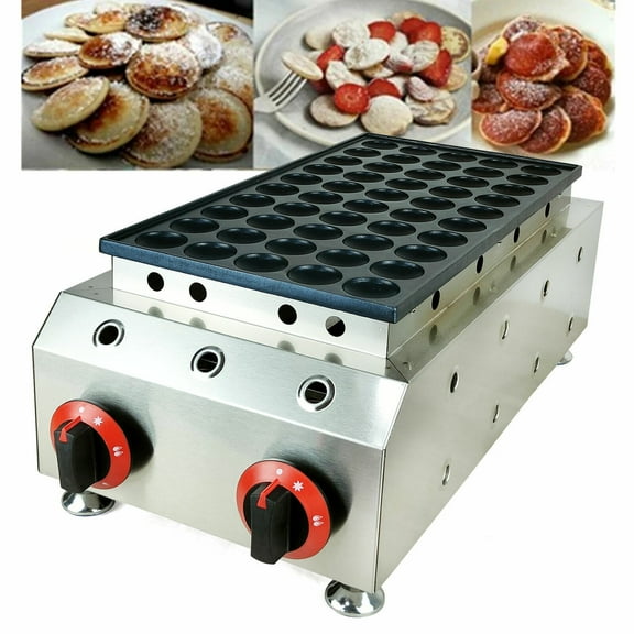 LPG Gas Poffertjes Maker 50 Holes Mini Dutch Pancakes Maker Machine Non-stick Waffle Maker