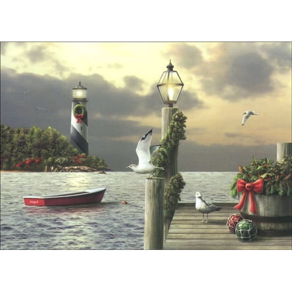 LPG Greetings A Moment in Time Lighthouse Holiday Card (1 card/1 envelope)