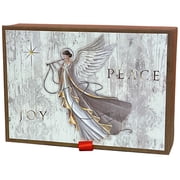 LPG Greetings Angel with Gold Trimmed Robe Peace, Joy, Gold Star Glitter Keepsake Box of 14 Christmas Cards