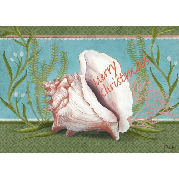 LPG Greetings Conch Shell and Reeds: Paul Brent Box of 18 Warm Weather / Tropical Christmas Cards