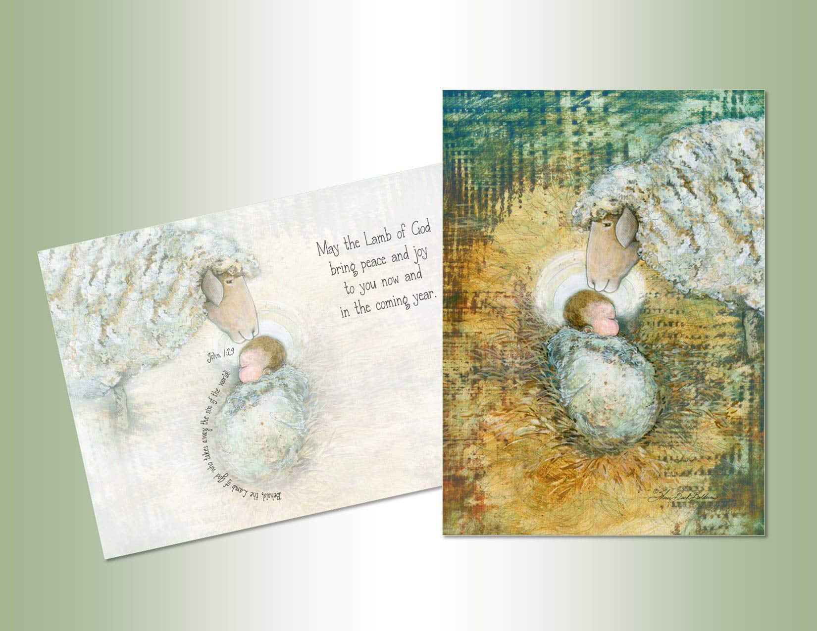 LPG Greetings Lamb of God: Sherri Buck Baldwin Box of 18 Religious Christmas Cards