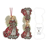 LPG Greetings Red Angel Glitter Keepsake Ornament Box of 12 Christmas Cards