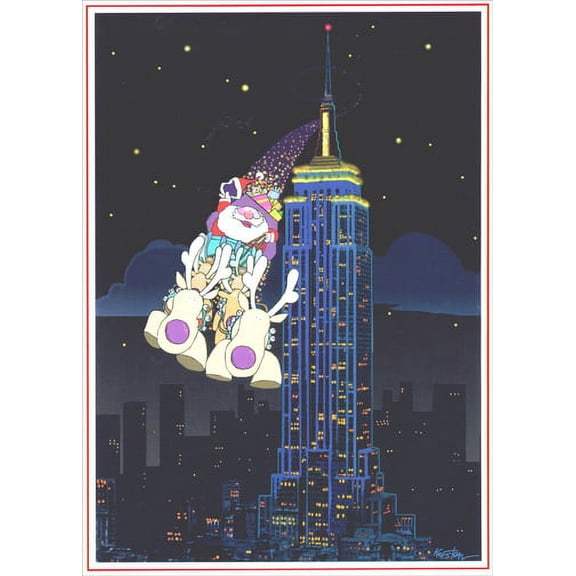 LPG Greetings Santa Flying Around Skyscraper Christmas Card