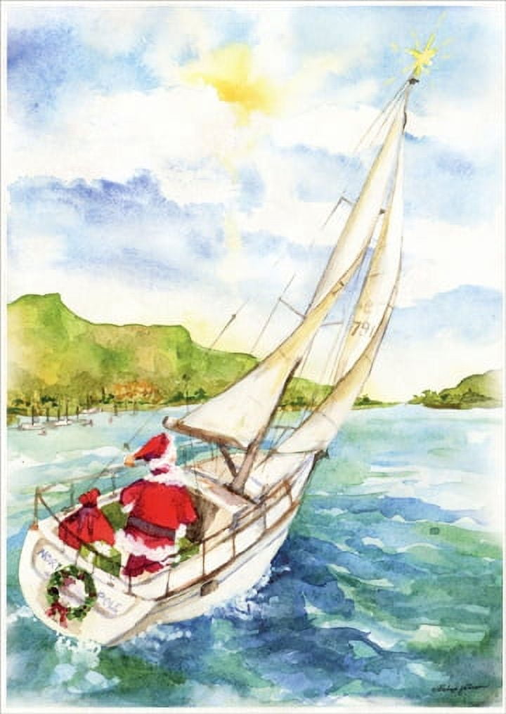 LPG Greetings Santa Sails Box of 18 Nautical Christmas Cards