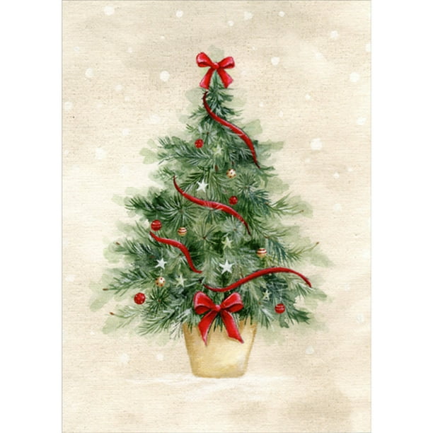 lpg-greetings-small-christmas-tree-with-red-ribbon-on-earthtone-background-box-of-18-christmas-cards-walmart-business-supplies