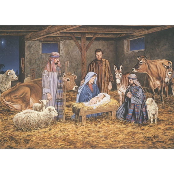 LPG Greetings The Greatest Gift of All: Nativity Scene Box of 16 Religious Christmas Cards