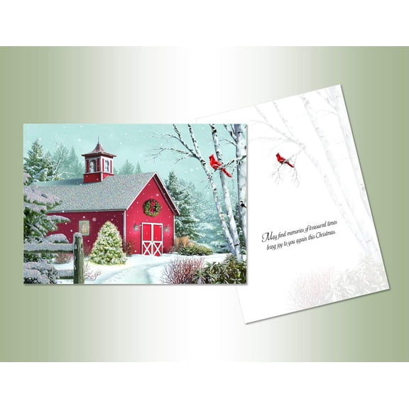LPG Greetings Winter Barn : Alan Giana Box of 14 Deluxe Glitter Christmas Cards
