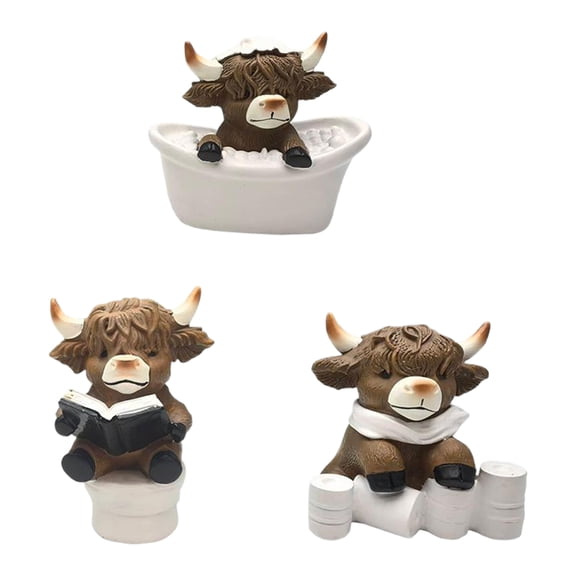 LPIGOH 3 Piece Yak Figurine Set, Resin Craft Birthday Gift for Home Decor