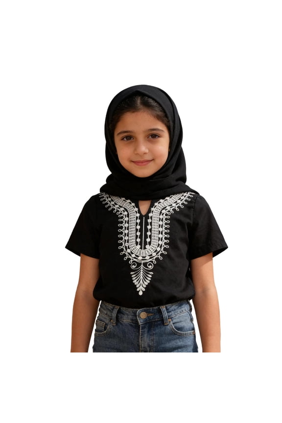 Boys African Dashiki Shirt - Traditional Muslim Loose Short Sleeve Top, Classic Batik Print Casual Outfit for Kids 1-6 Years(Navy-110(4T-5T))