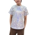 thumbnail image 1 of LPKRT Boys Short Sleeve T-Shirts Crewneck Leopard Print Holiday Basic Tees Regular Fashionable Summer Shirt Top Silver 3-4 Years, 1 of 3