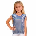 thumbnail image 1 of LPKRT Girls Glitter Sleeveless Tank Top Classic Fit Crewneck Metallic Dance Shirt Trendy Comfortable Party T-Shirt Blue 180, 1 of 6