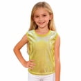 thumbnail image 1 of LPKRT Girls Glitter Sleeveless Tank Top Classic Fit Crewneck Metallic Dance Shirt Trendy Comfortable Party T-Shirt Yellow 140, 1 of 6