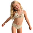 thumbnail image 1 of LPKRT Girls Halter Triangle Bikini Set Kids Two Piece Boho Solid Color Ribbed Swimsuit Outfit Lightweight Breathable Bathing Suit Beige 11-12 Years, 1 of 9