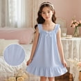 thumbnail image 1 of LPKRT Girls Loungewear Dress Sleeveless Elastic Straps Sundress Solid Color Soft Stretch Comfy Summer Outfits Blue 11-12 Years, 1 of 5