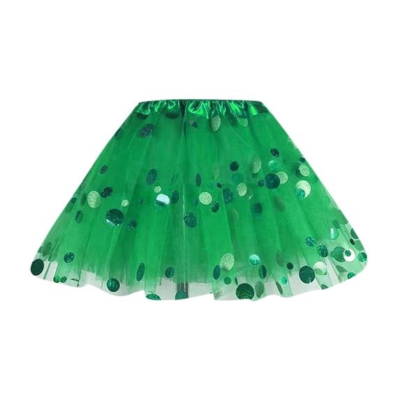LPKRT Girls Sequin Ballet Tutu Skirt - Layered Heart Sparkle Dance Dress, Princess Tutu for Kids 2-8 Years(Green-One Size)