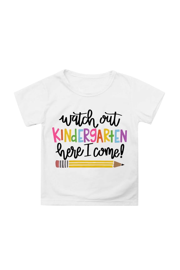 Girls Short Sleeve T-Shirts Crewneck Funny Print Vacation Basic Tees Classic Fit Comfortable Summer Back-To-School Shirt Top White 6-7 Years