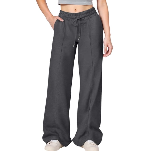 LPKRT Girls Solid Sweatpants Drawstring Waist Solid Color Jogger Pants Comfortable Formal Dress Pants Dark Gray 130