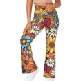 thumbnail image 1 of LPKRT Girls Stretch Yoga Pants High Waist Floral Print Flared Leggings Casual Workout Fashion Trousers Orange 3-4 Years, 1 of 5