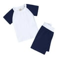 thumbnail image 1 of LPKRT Kids 2 Piece Lounge Sets Color Block Short Sleeve T Shirt With Shorts Set Breathable Lightweight Clothing Sets Navy 5-6 Years, 1 of 5