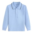 thumbnail image 1 of LPKRT Kids Long Sleeve Polo Shirt Classic Fit Collar Solid Color Golf Top Kids Streetwear Lightweight Summer Tees Light Blue 11-12 Years, 1 of 7