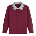 thumbnail image 1 of LPKRT Kids Long Sleeve Polo Shirt Classic Fit Collar Solid Color Golf Top Kids Streetwear Lightweight Summer Tees 11-12 Years, 1 of 2