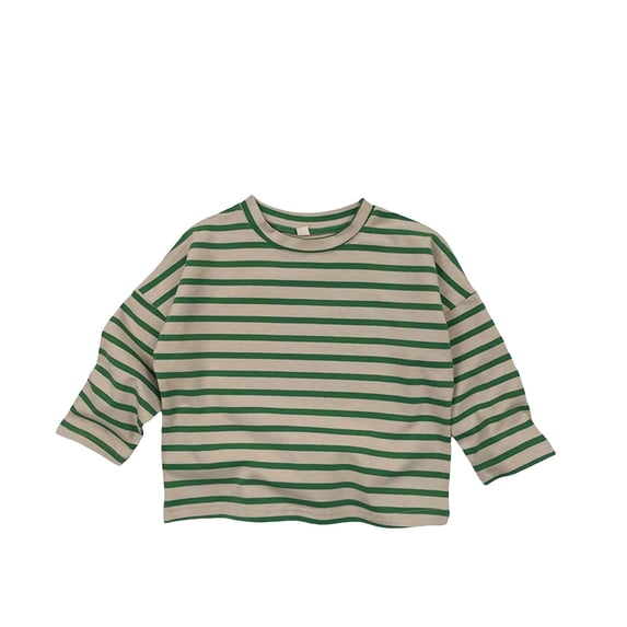 LPKRT Kids Striped Short Sleeve T-Shirts Crewneck Casual Tee Tops Kids Regular Comfortable Summer Clothes Tops Green 6-12 Months