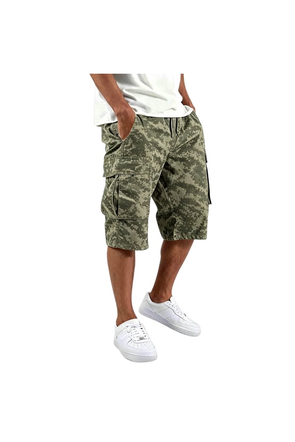 Men Camo Style Cargo Pants - Pocket Casual Trousers, Outdoor Hiking Work Bottoms(Light Green-S)